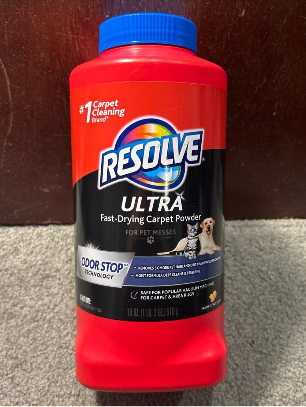 Resolve Ultra Fast Drying Carpet Powder for Pet Messes Fresh Citrus Scent 18oz